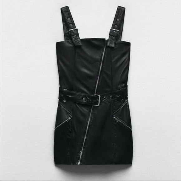 NWT Genuine Leather Zara Biker Dress - Picture 7 of 13